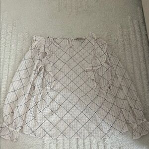 Sheer cream checkered blouse